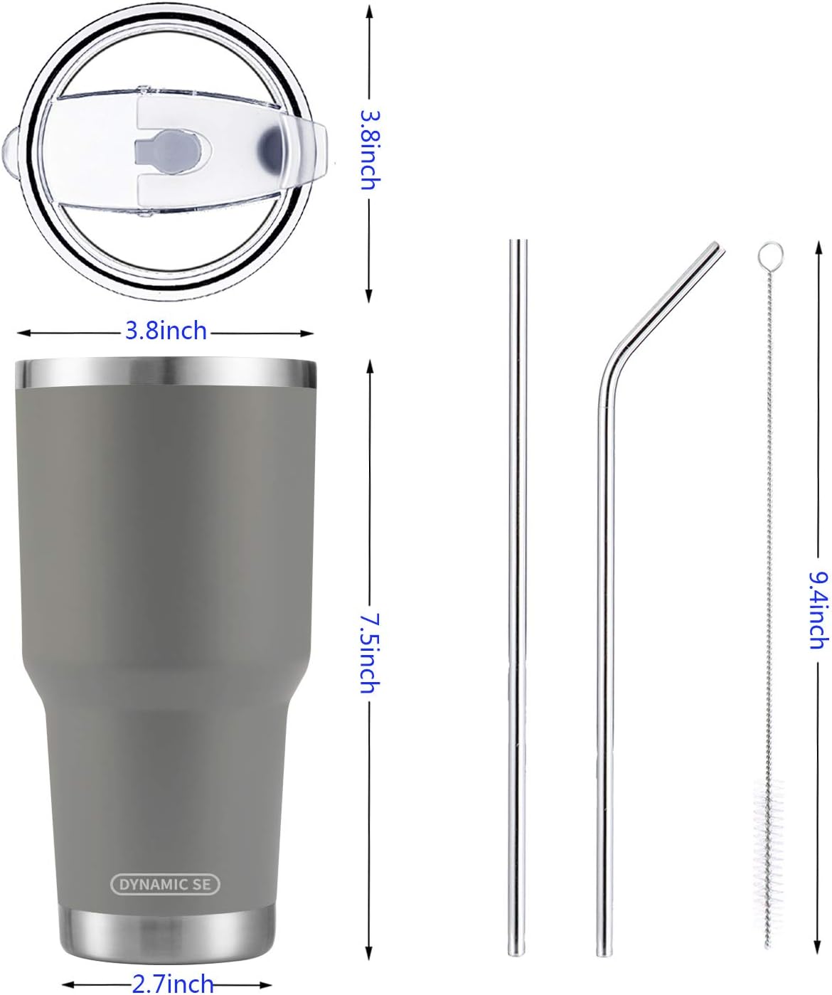 30 oz Grey Stainless Steel Tumbler