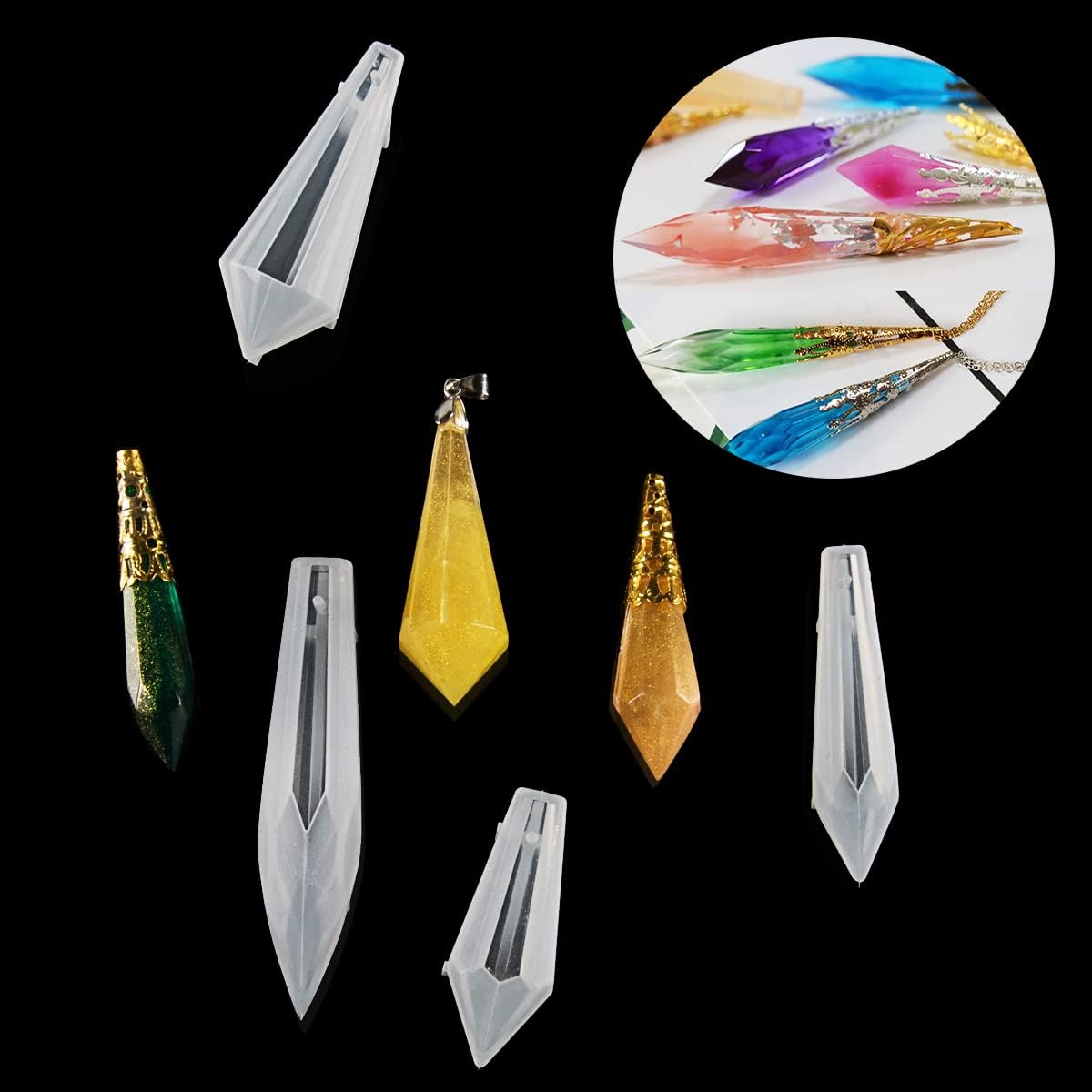 15 Pcs Crystal Resin Molds for Pendants & Necklaces