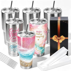 30 oz Sublimation Tumblers, 6 Pack Stainless Steel Tumbler Blanks