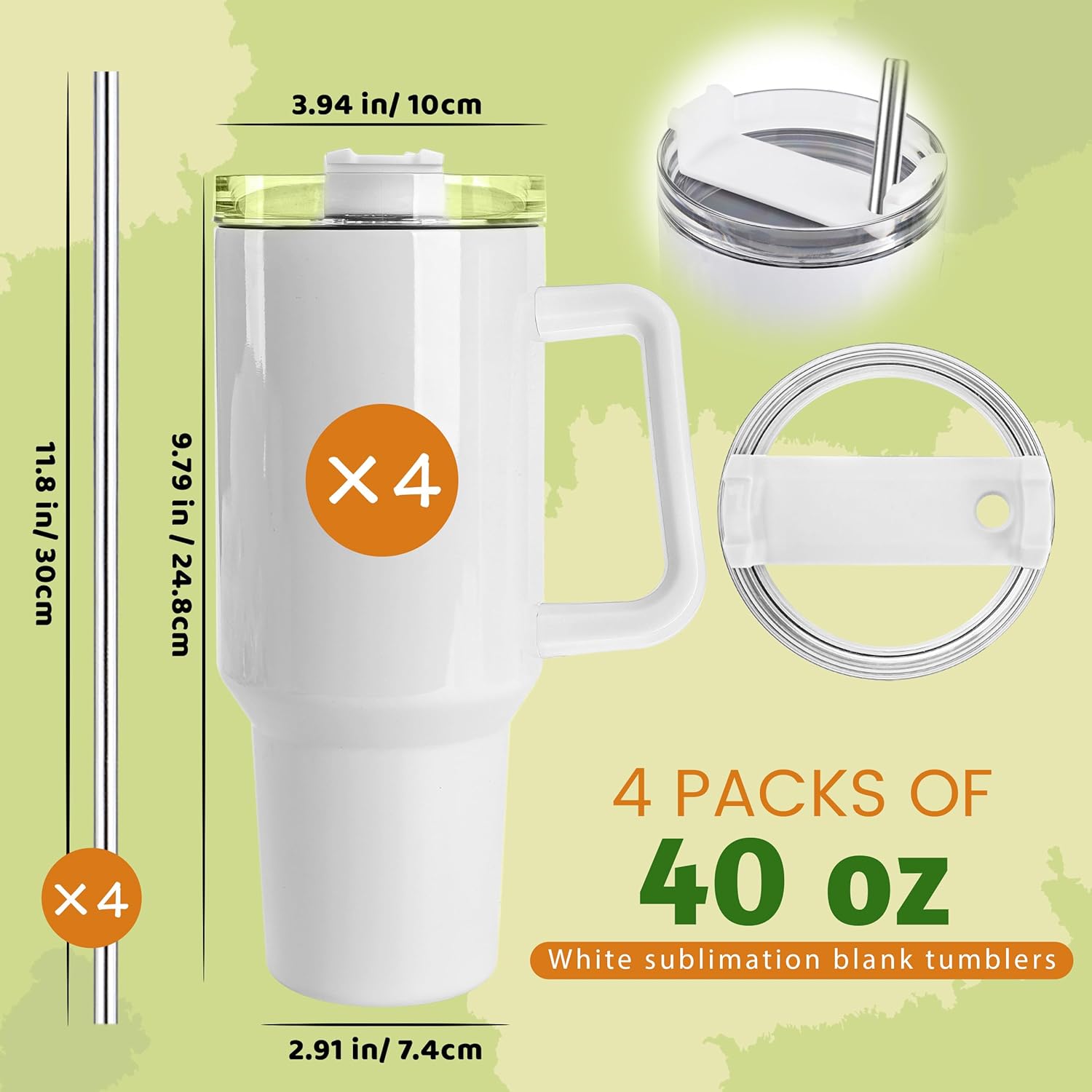 40 OZ Sublimation Tumblers with Handle