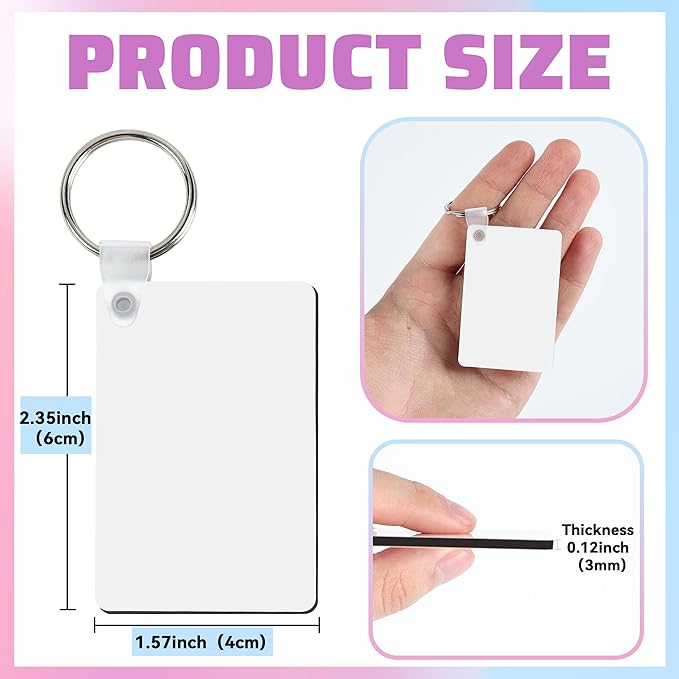 80 Pack Sublimation Keychain Blanks with Rings and Clips – Double Sided MDF