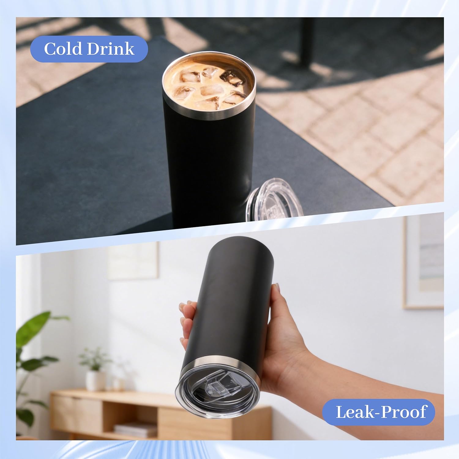 20oz Skinny Tumblers Bulk 10 Pack – Black Stainless Steel Engraving Blanks with Lids, Straws & Gift Box