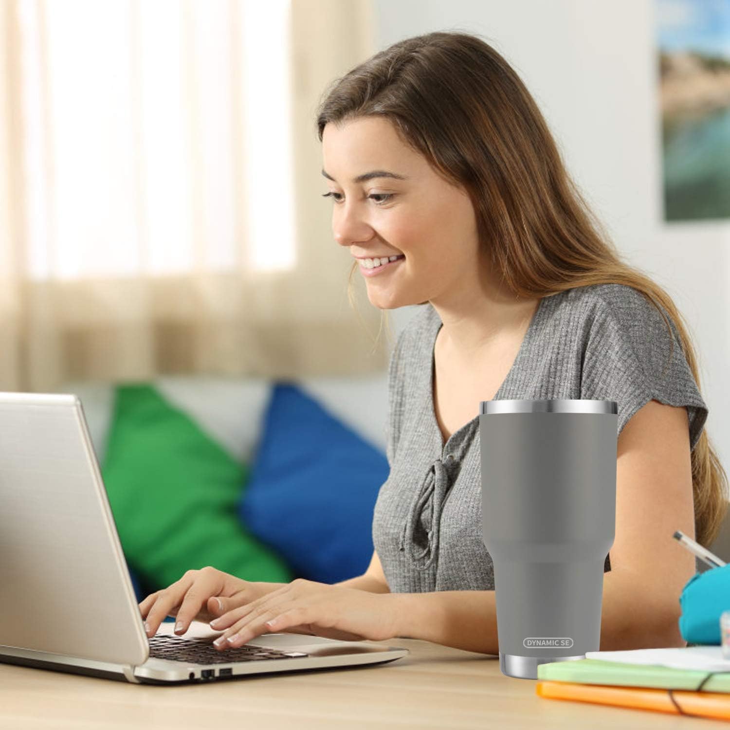 30 oz Grey Stainless Steel Tumbler