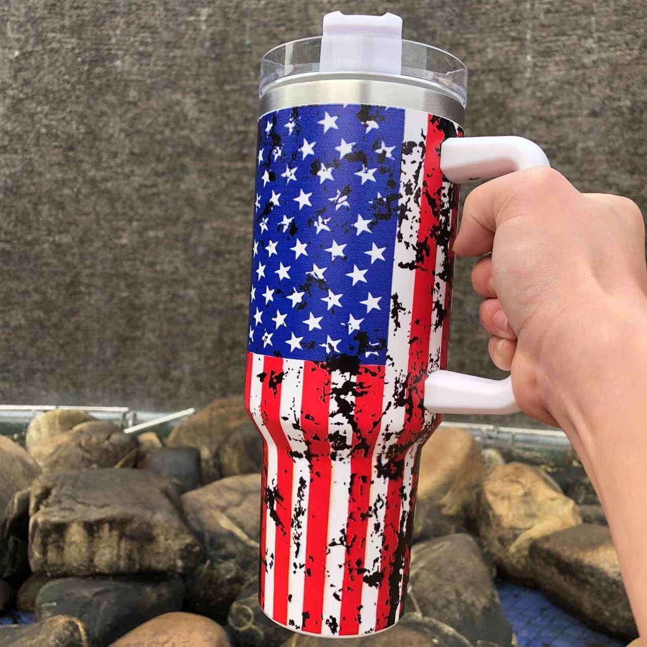 40 Oz Water Bottle for Stainless Steel Tumbler (White Handle)