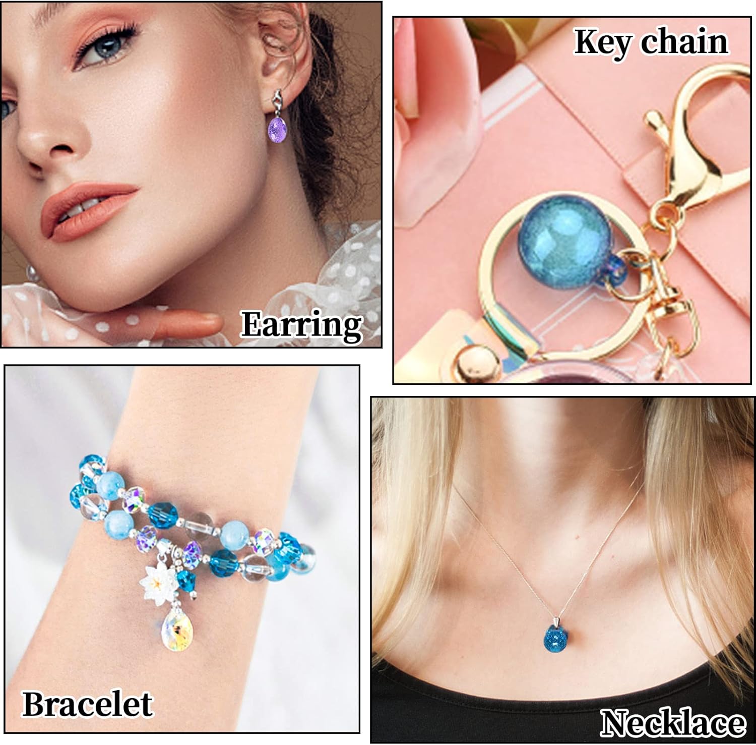 12 Pcs Silicone Resin Bead Molds with Holes for Jewelry Making