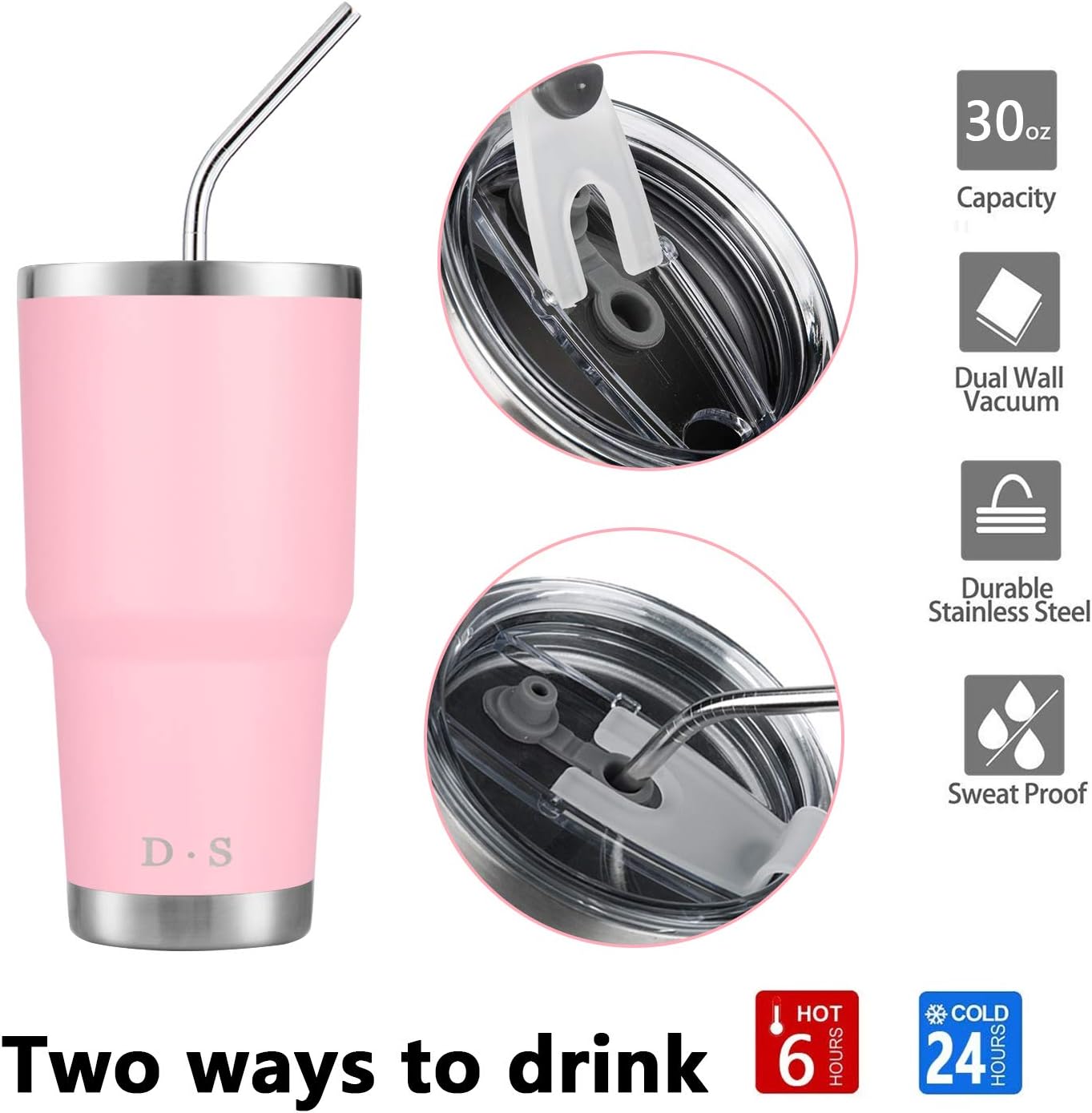 30 oz Pink Stainless Steel Tumbler