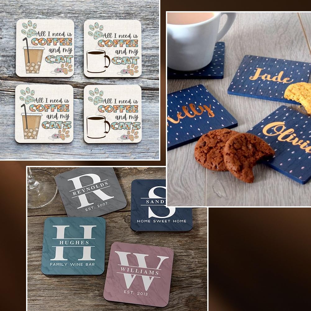 Sublimation Blanks Drink Coasters Cork Water Absorbent Coasters Set