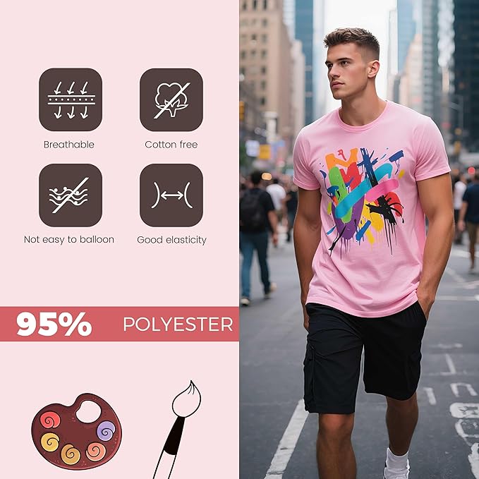 5 PCS Unisex Sublimation Blanks Bulk Polyester T Shirts - Pink