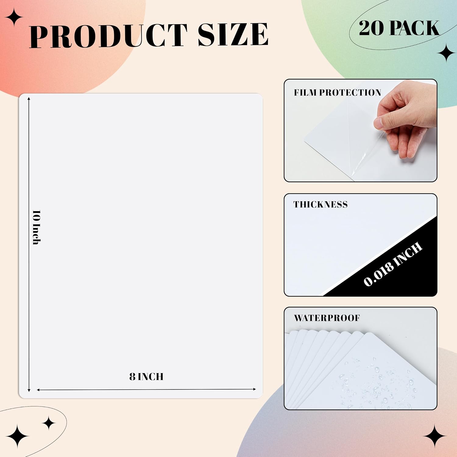 20 Pieces Sublimation Aluminum Photo Blanks 8x10 Inch