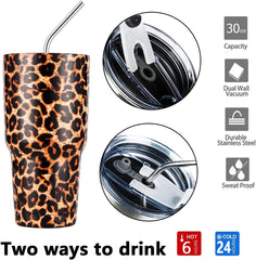 30 oz Leopard Stainless Steel Tumbler