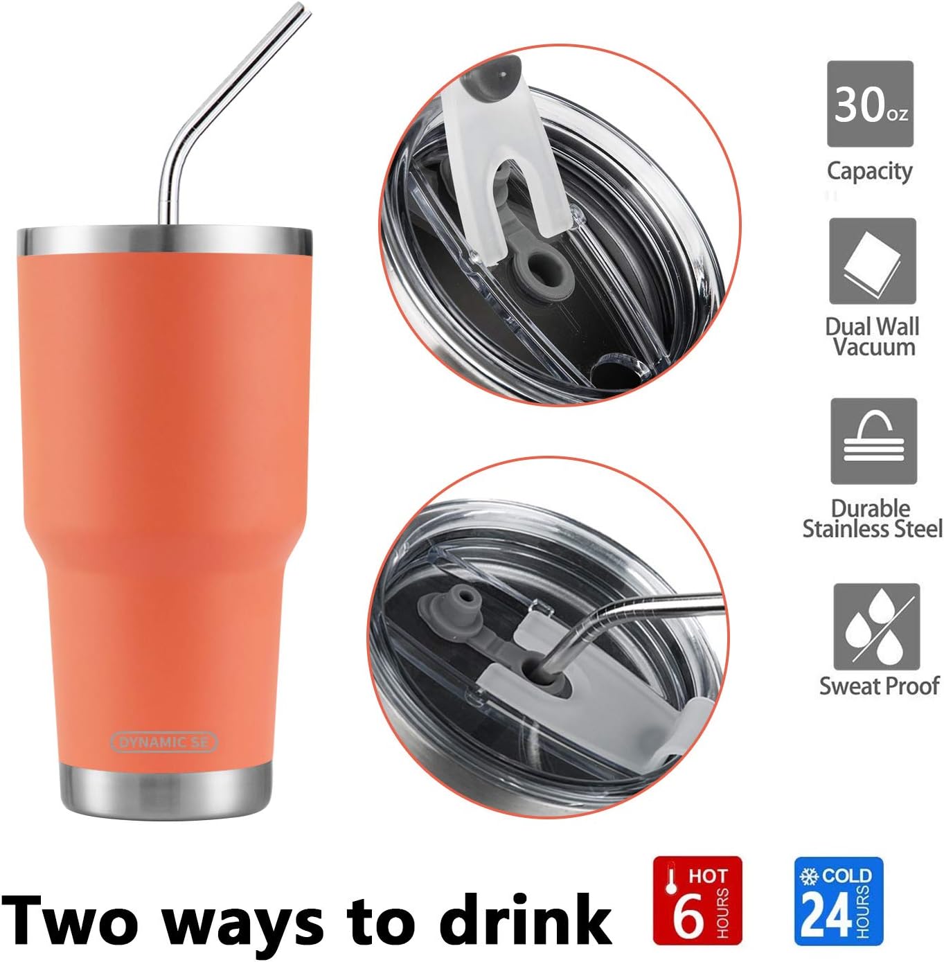 30 oz Orange Stainless Steel Tumbler