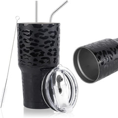 30 oz Black Leopard Stainless Steel Tumbler