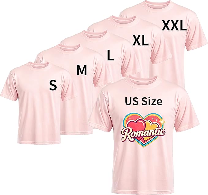 5PCS Unisex Sublimation Blank T-Shirts – Polyester Crew Neck Short Sleeve - Light Pink