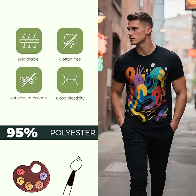 5 PCS Unisex Sublimation Blanks Bulk Polyester T Shirts - Black