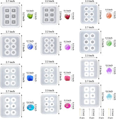 12 Pcs Silicone Resin Bead Molds with Holes for Jewelry Making