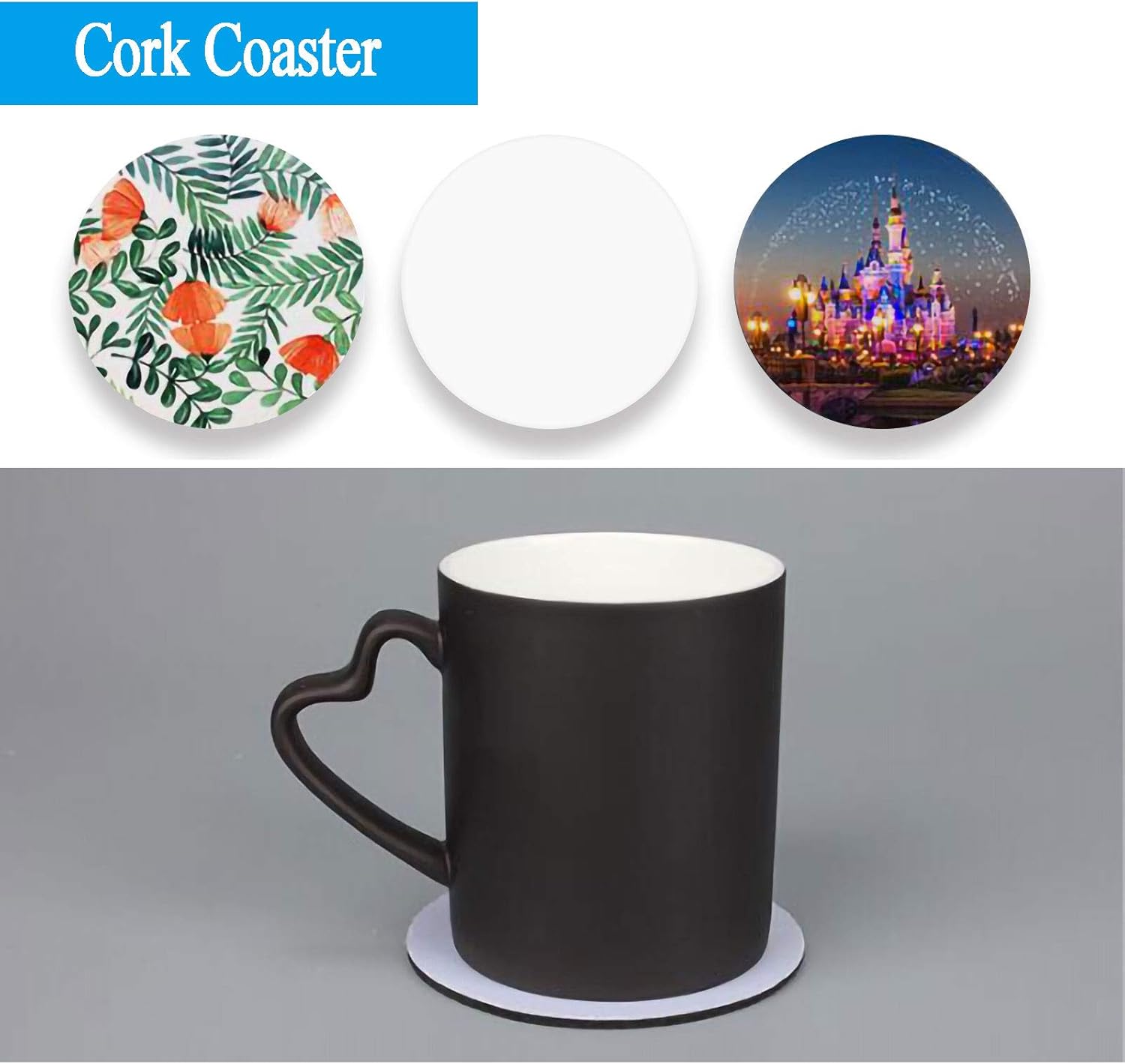 Sublimation Blanks Drink Coasters Cork Water Absorbent Coasters Set