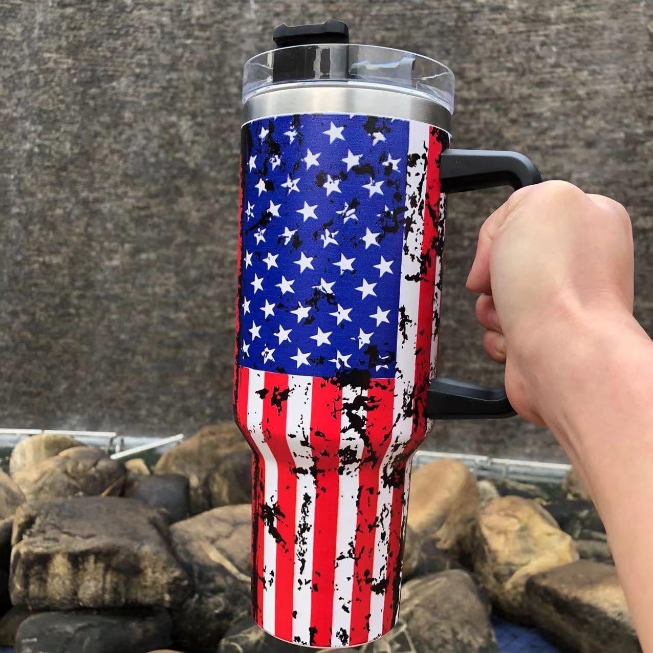 40 Oz Water Bottle for Stainless Steel Tumbler (Black Handle)