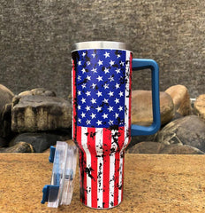 40 Oz Water Bottle for Stainless Steel Tumbler (Blue Handle)