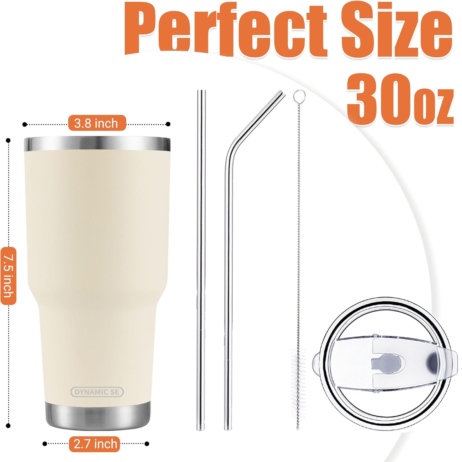 30 oz Cream Stainless Steel Tumbler