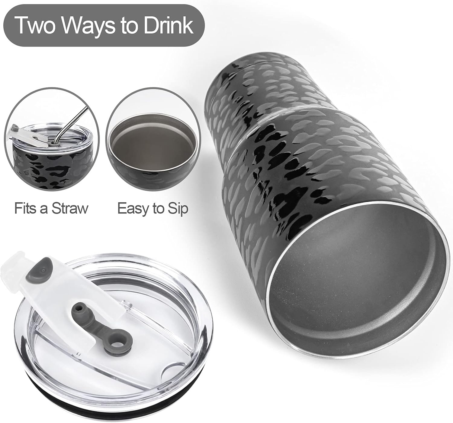 30 oz Black Leopard Stainless Steel Tumbler