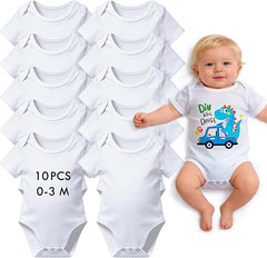 10 PCS Sublimation Baby Bodysuits Blanks Bulk Newborn Onesie Infant Romper for Heat Transfer 0–9 Months