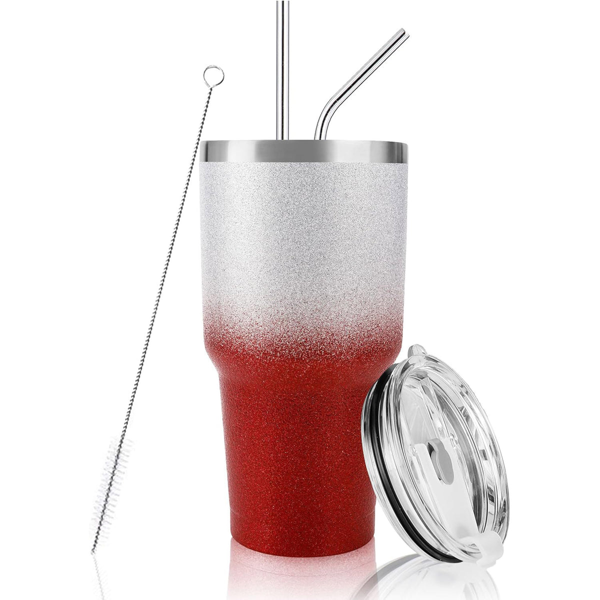 30 oz Red Glitter Stainless Steel Tumbler