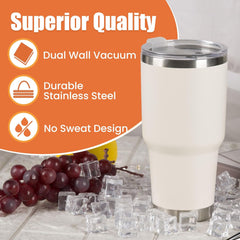 30 oz Cream Stainless Steel Tumbler
