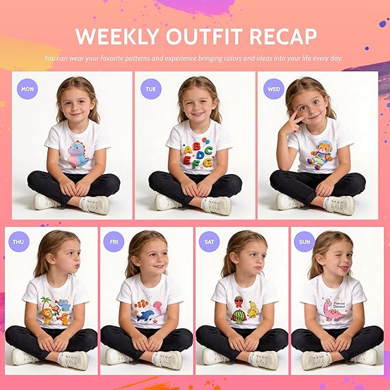 5 PCS White Toddler Sublimation Blank T-Shirts Polyester Crew Neck Short Sleeve for Heat Transfer DTF 2T–5T