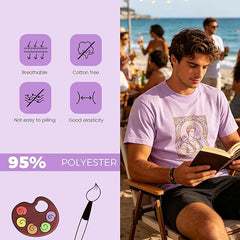 5PCS Unisex Sublimation Blank T-Shirts – Polyester Crew Neck Short Sleeve - Purple