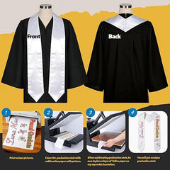 15 PCS White 70 Inch Sublimation Graduation Stoles Bulk Unisex Satin Sashes for DIY Custom School Honor