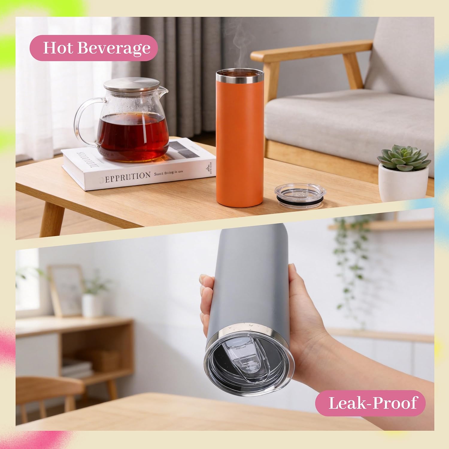 20oz Skinny Tumblers Bulk 10 Pack  – Stainless Steel Engraving Tumblers with Lids & Straws