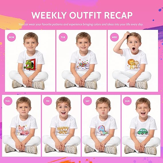 5 PCS White Toddler Sublimation Blank T-Shirts Polyester Crew Neck Short Sleeve for Heat Transfer DTF 2T–5T