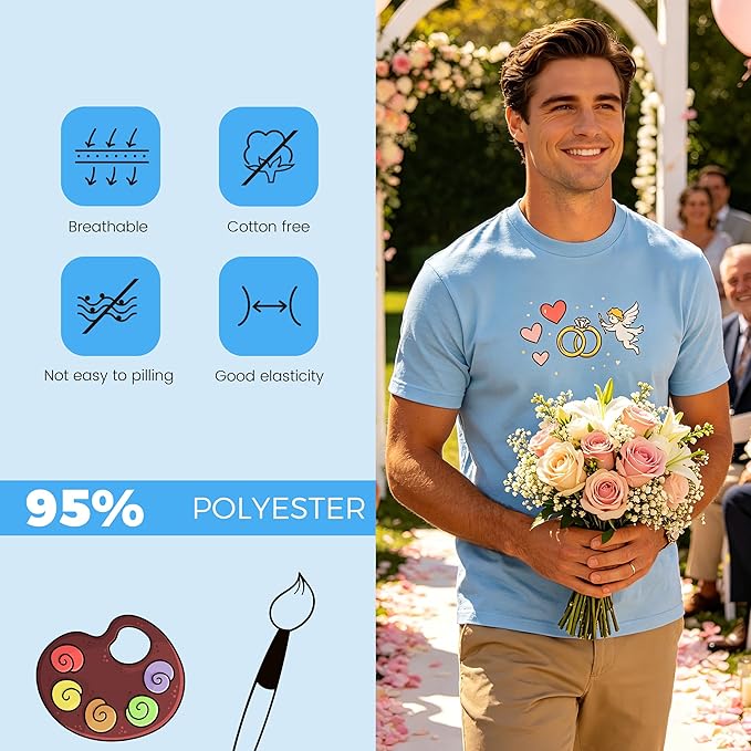 5PCS Unisex Sublimation Blank T-Shirts – Polyester Crew Neck Short Sleeve - Blue
