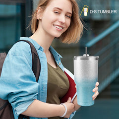 30 oz Blue Glitter Stainless Steel Tumbler