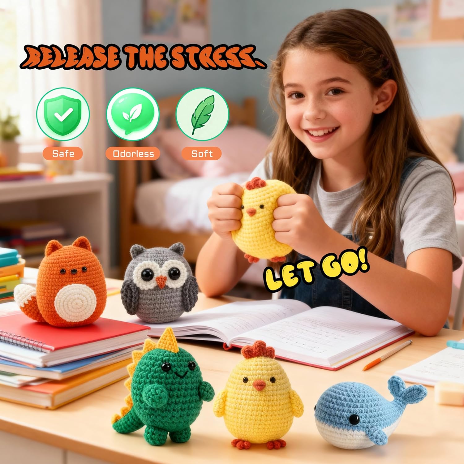 6-Piece Amigurumi Crochet Kit for Beginners – Cute Animal DIY Set with Video Guide