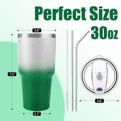 30 oz Green Glitter Stainless Steel Tumbler