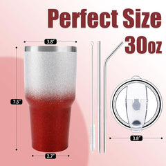 30 oz Red Glitter Stainless Steel Tumbler