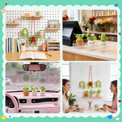 Crochet Kit for Beginners Crochet Starter Kit for Adults & Kids with Step-by-Step Video – 6 PCS Amigurumi Hanging Potted Plants