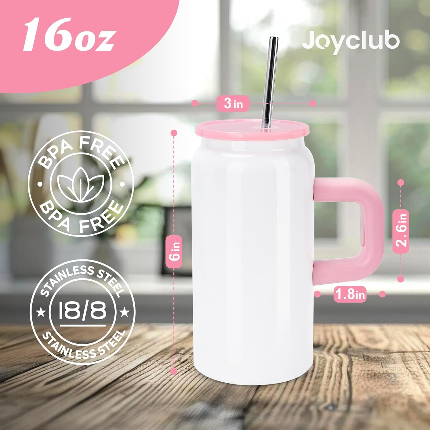 4 Pack 16oz Kids Sublimation Tumblers Blanks with Handle