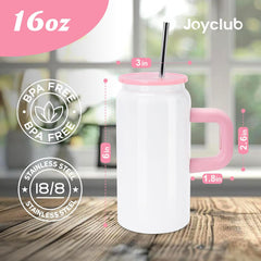 4 Pack 16oz Kids Sublimation Tumblers Blanks with Handle