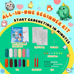 6-Piece Amigurumi Crochet Kit for Beginners – Cute Animal DIY Set with Video Guide