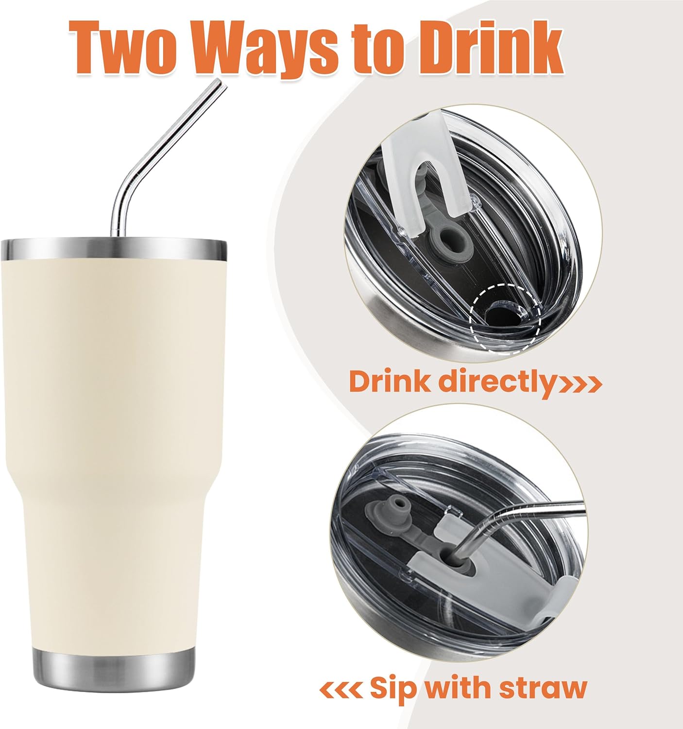 30 oz Cream Stainless Steel Tumbler
