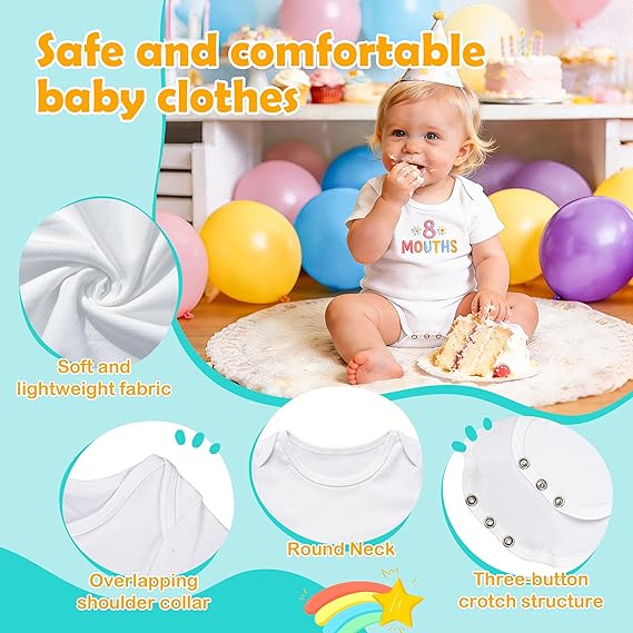 10 PCS Sublimation Baby Bodysuits Blanks Bulk Newborn Onesie Infant Romper for Heat Transfer 0–9 Months