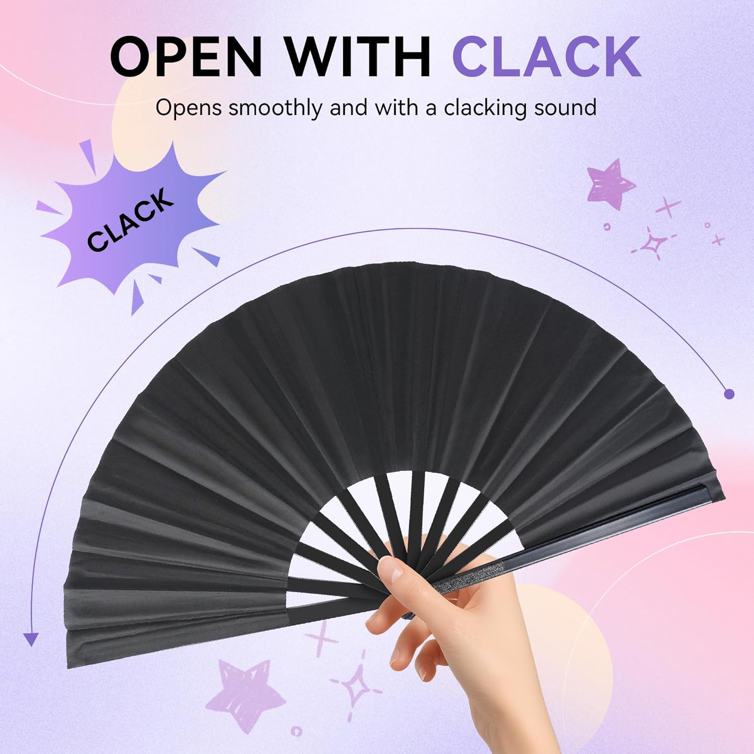 Joyclub 2 Pack Large Clapping Fans - Black