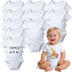 10 PCS Sublimation Baby Bodysuits Blanks Bulk Newborn Onesie Infant Romper for Heat Transfer 0–9 Months
