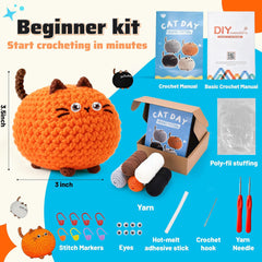 Beginner Crochet Cat Kit – 4 Kawaii Amigurumi Animals with Step-by-Step Videos