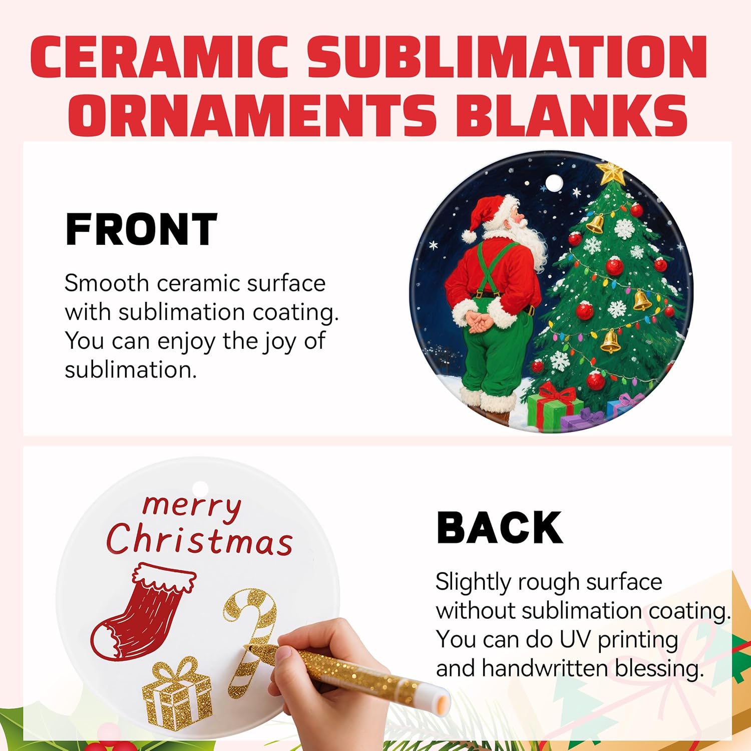 3" Sublimation Ceramic Ornament Blanks – Round White Ornaments