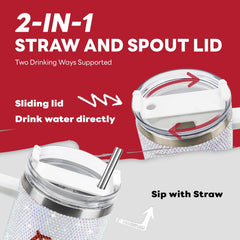 40 Oz Baseball Tumbler with Handle and Straw