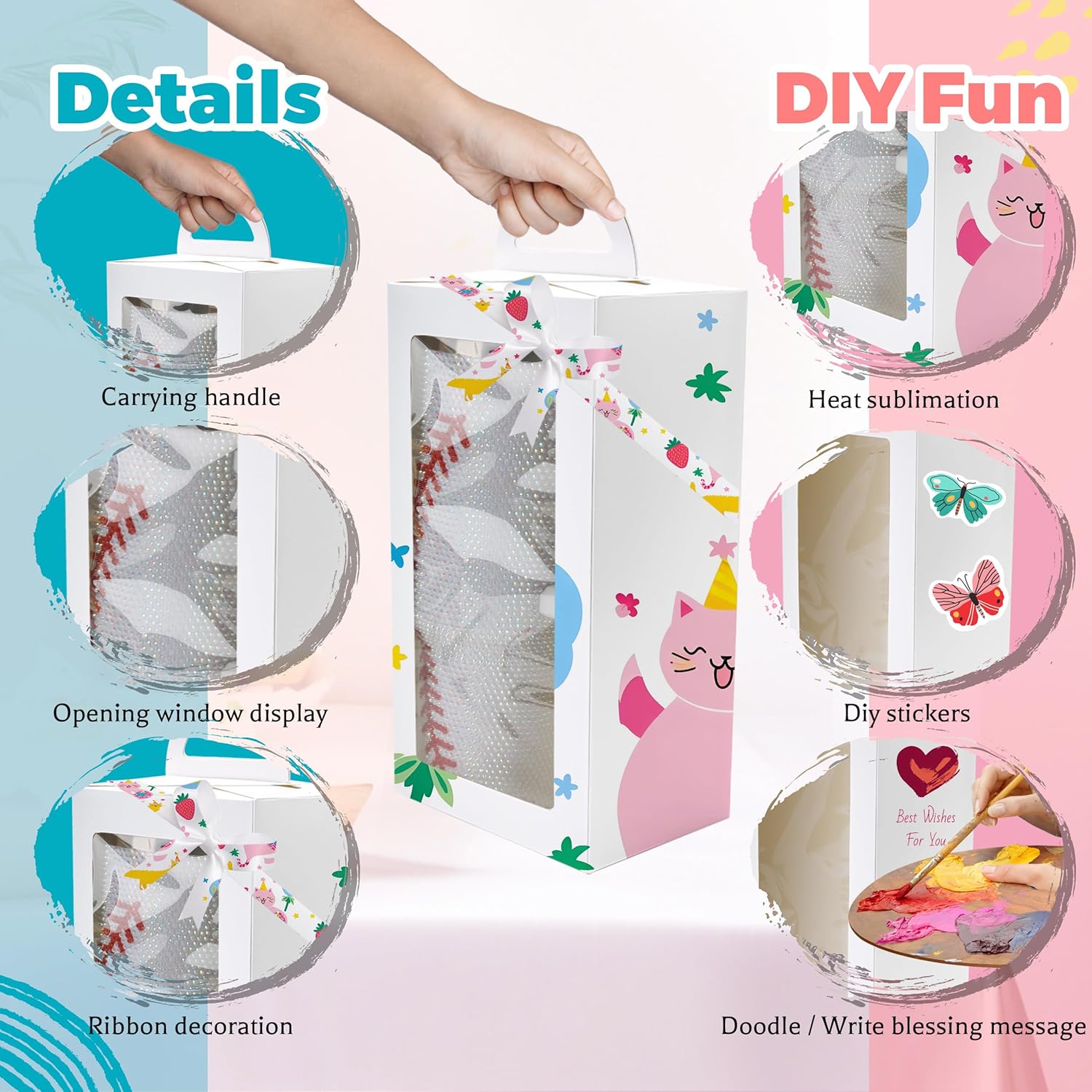 8 Pack White Gift Boxes with Ribbon for 40oz Tumblers with Handle
