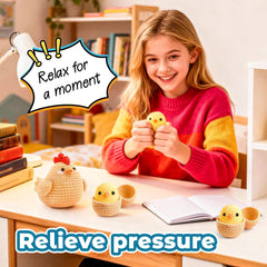 Beginner Amigurumi Animal Crochet Kit – 4-Piece Chicken, Chick & Egg Set with Video Tutorials